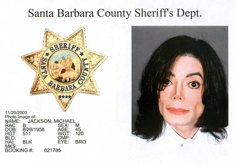 Michael Jackson police mugshot
