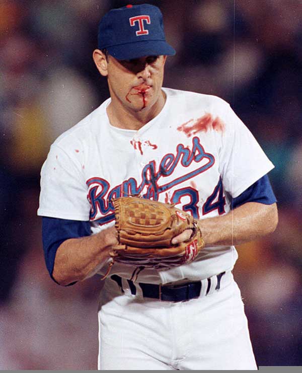 A bloodied Nolan Ryan