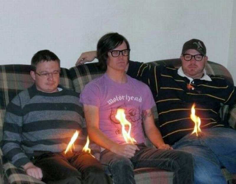 Three crotches on fire